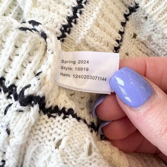 Marine Layer Sara Breton Striped Square Neck Striped Balloon Sleeve Sweater - Picture 11 of 13